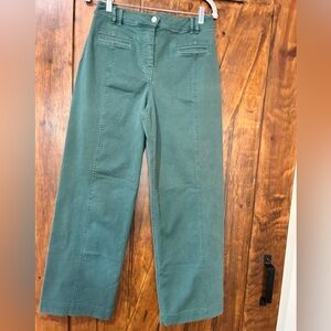 Maeve by Anthropologie Wide-Leg Size 26 - Green High Rise Stretch Denim Long